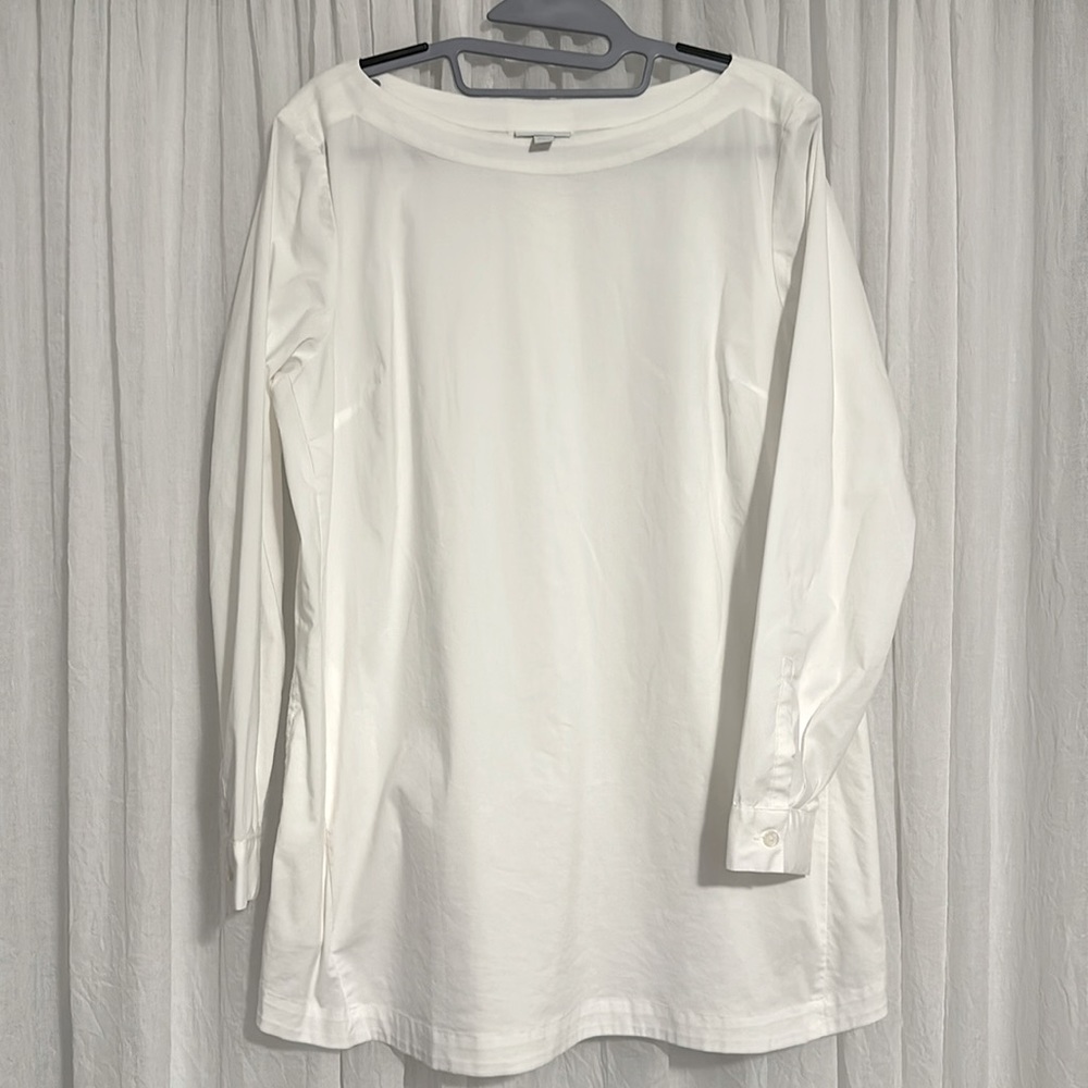 J. Jill White Shirt Collection Dress Shirt Tunic with Pockets